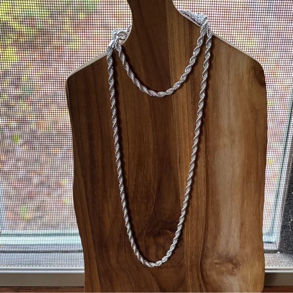 Sterling Silver Rope Chain Necklace and Bracelet Set - Picture 2 of 5